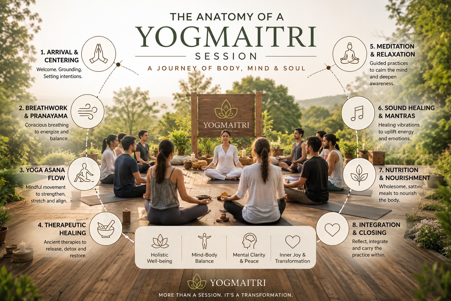 Guided practice and healing sessions at YOGMAITRI