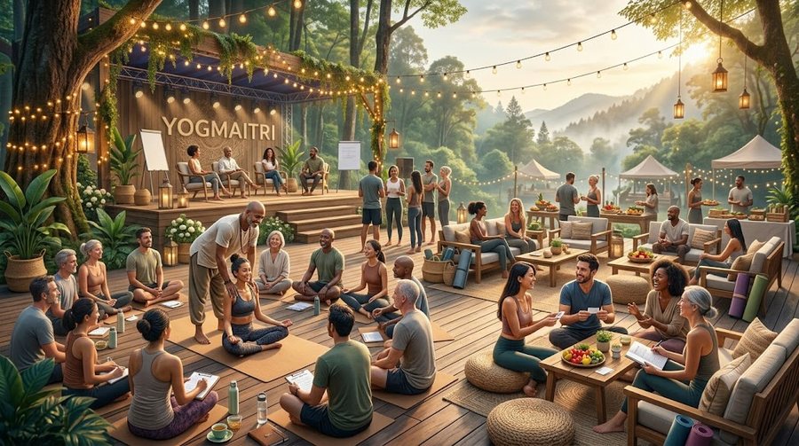 A wellness talk under lantern light